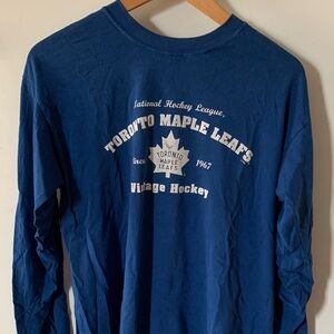 Blue Vintage Toronto Maple Leafs Hockey Long Sleeve Shirt